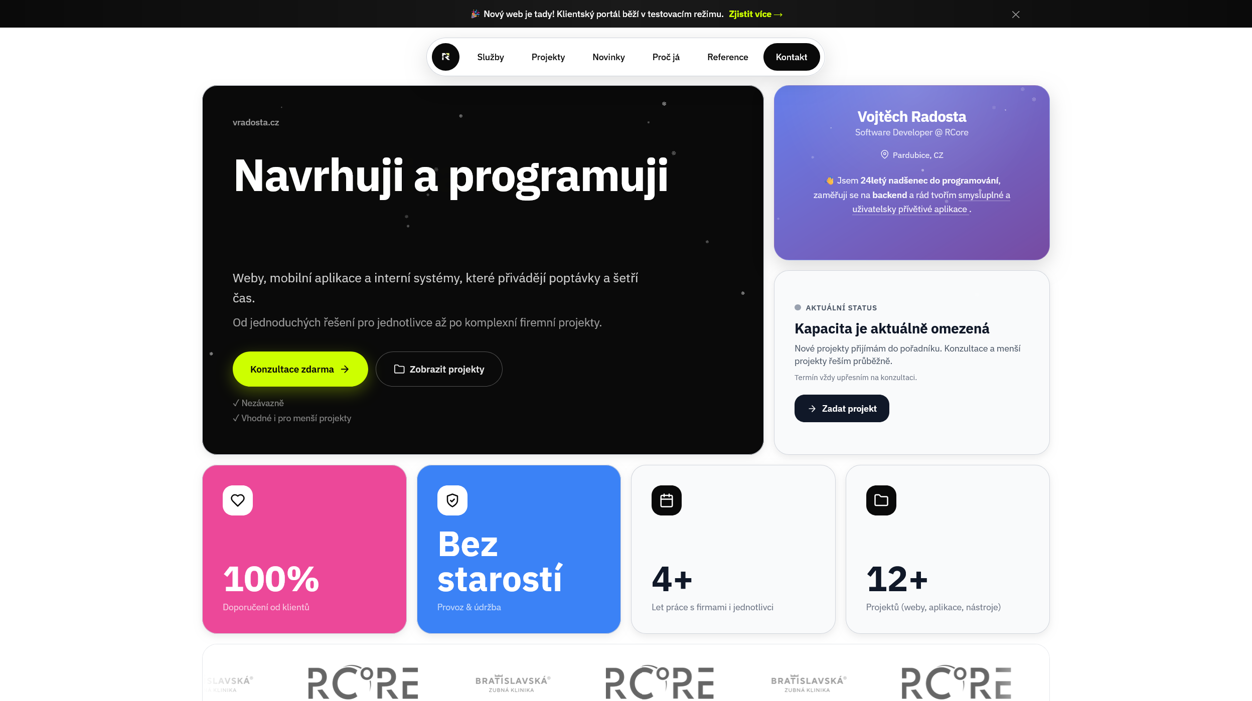 Spuštění nového webu portfolia – leden 2026